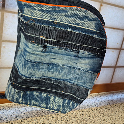 Denim umhängetasche patchwork - denim,