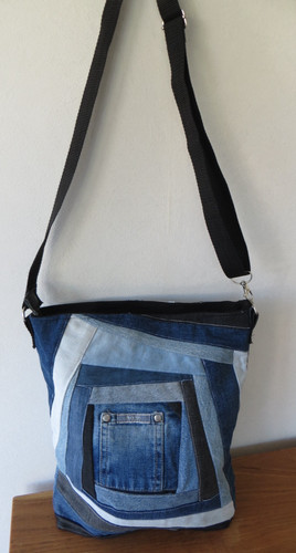 Jeans patchwork tasche mit - jeans,