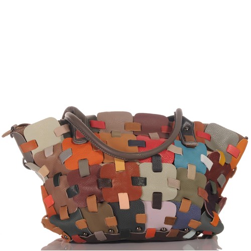 Damen leder patchwork - leder,