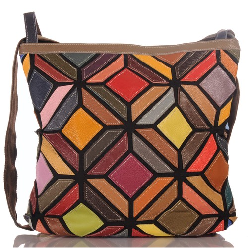 Damen leder patchwork umhänge - patchwork,