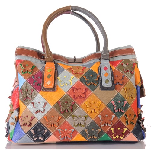 Damen leder patchwork - leder,