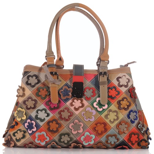 Damen patchwork leder umhänge - patchwork,
